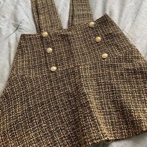 Tweeded overall mini skirt